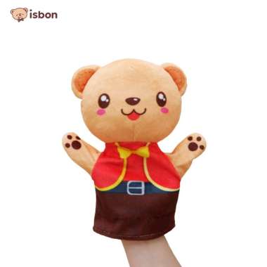 Boneka Tangan Hand Puppet Mainan Edukasi Karakter Bear Beruang Merah Ekspresi Lucu By Istana Boneka