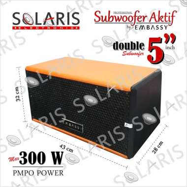 SUBWOOFER AKTIF 5 Inch DOUBLE WOOFER EMBASSY TROY