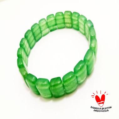 Vee Terapi Kesehatan Batu Giok Model Oval Gelang Unisex - Hijau Botol  hijau botol