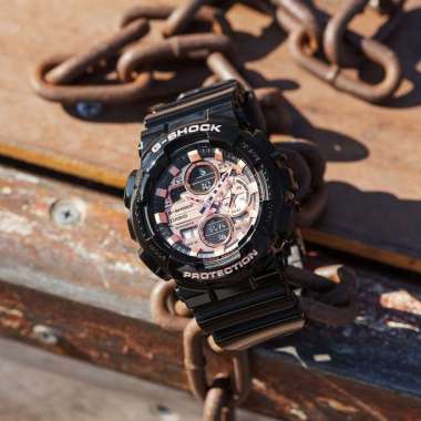 CASIO G-SHOCK Metallic Dial Glossy Strap Rose Gold Special Color Original Jam Tangan Pria [GA 140]