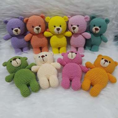 boneka beruang mini boneka rajutan Multicolor