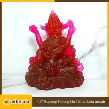 Rupang Patung Jambhala / Zhambala Merah Kristal Kaca (liuli) 4.5"