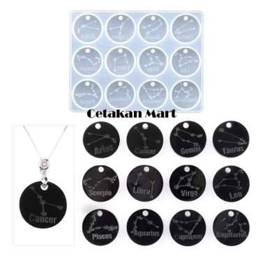 CMart Cetakan Resin Epoxy Craft Zodiac Bulat Silikon