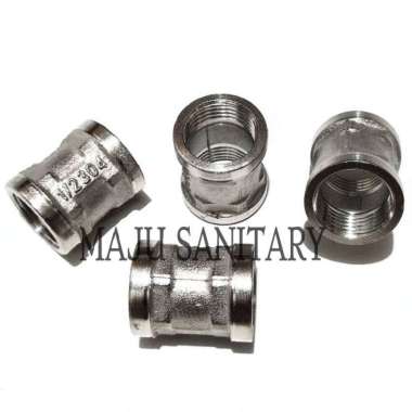 sok drat dalam stainless steel 304 sambungan pipa drat dalam 1/2 inch x 1/2 inch stainless tebal