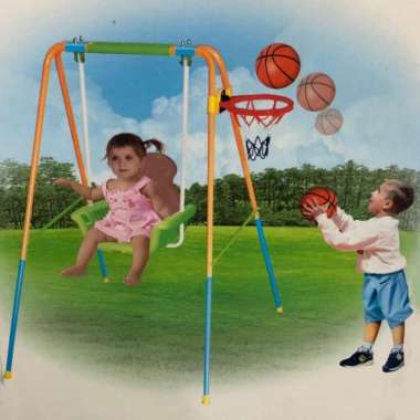 mainan ayunan anak - swing basket ball set 6602