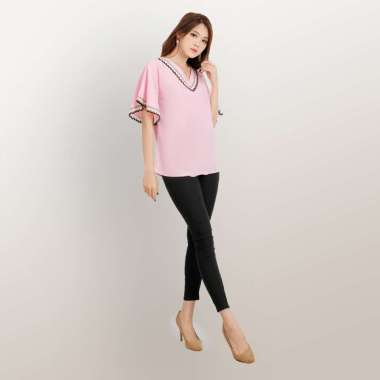 Blus Lengan pendek Wanita gaya Korea Cantik Terbaru - Jfashion New Gaby M Pink