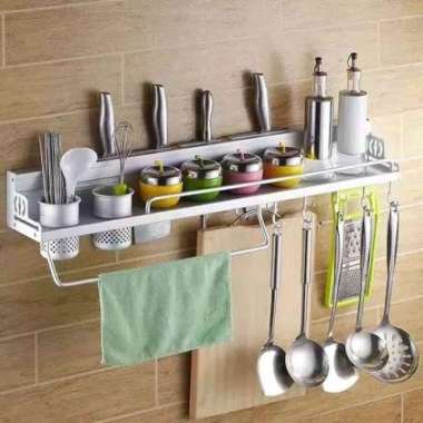 rak dinding dapur alumunium tempat bumbu simple digantung rakminimalis
