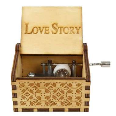 Kotak Musik Love Story Wooden Music Box Kado Unik COKLAT