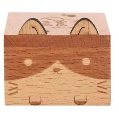 Wooden Music Box Vintage Kotak Musik Kayu Kado Ultah Unik Kucing