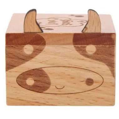 Wooden Music Box Vintage Kotak Musik Kayu Kado Ultah Unik Sapi