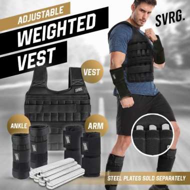 Svarga Adjustable Weighted Vest - Wrist & Ankle Weight - Rompi Beban Plates 1 Kg