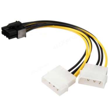 CONVERTER KABEL POWER VGA 8 PIN 8PIN TO 2 DUAL 4 PIN 4PIN MOLEX PCIE