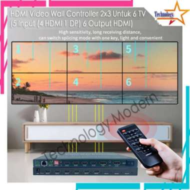 2x3 Video Wall Controller Untuk 6 TV (5 Input 9 Output) with IR, Loop