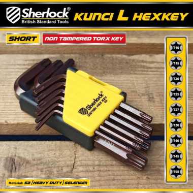 Sherlock Kunci L Set Bintang 9 Pcs mm (Pendek) / Kunci L Torx Set
