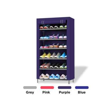 Goto Kasa Shoe Rack Portable Rak Sepatu Lipat Susun 7 Tingkat 6 Ruang Murah Biru