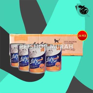 Makanan Basah Kucing Wet Food Kaleng Life Cat Grosir Dus 24 PCS 400GR SALMON KITTEN