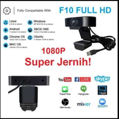 Camera F10 Webcam Full HD 1080P kamera with microphone gambar jernih