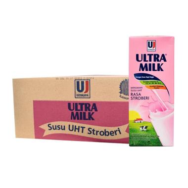 ULTRA JAYA Stroberi Susu UHT [200 mL/ 1 Dus]