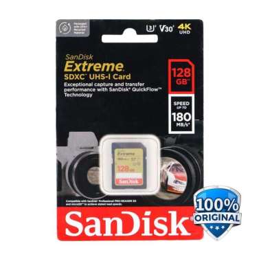 Sandisk SD Card Extreme V30 U3 4K 128GB - SDSDXVA-128G