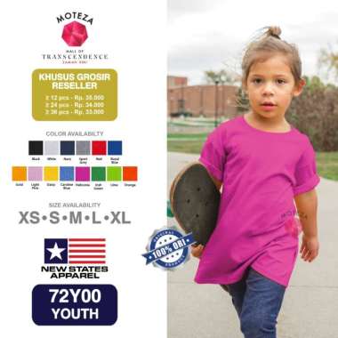 Kaos Polos Anak - NSA Premium Cotton 72Y00 - YOUTH KIDS - WARNA (Warm) GROSIR LIME L