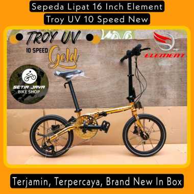 Sepeda Lipat / Folding Bike 16 Inch ELEMENT TROY UV 10 SPEED GOLD New Gold