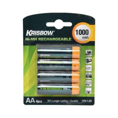 Krisbow Set Baterai Rechargeable Size Aa 1000 Mah 4 Pcs
