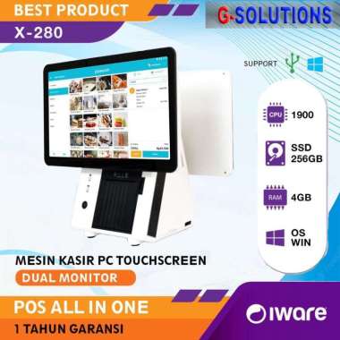 ALL IN ONE PC MESIN KASIR IWARE X280 POS TOUCHSCREEN + PRINTER THERMAL 80MM