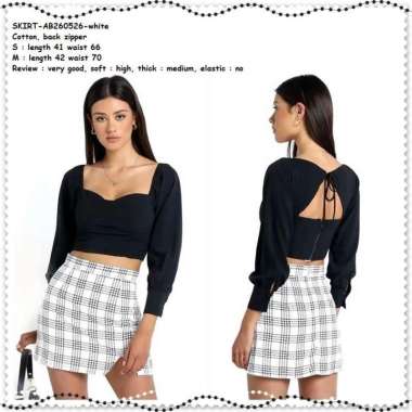 AB260526 Rok Span Mini Skirt Rok Kotak Hitam Putih Korea Import