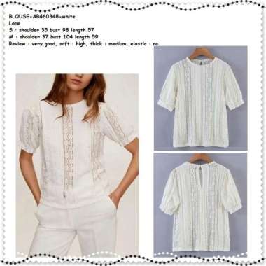 AB460348 Baju Atasan Wanita Brukat Putih Lace Blouse Korea Import