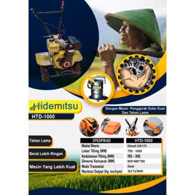 Mesin Cultivator Traktor Bajak Sawah Engine Diesel Sollar Tsuzumi HTD1000