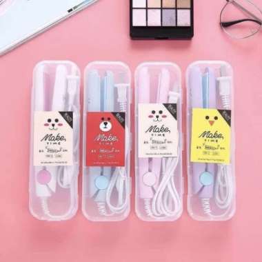 Catok Mini Kimier Karakter 2in1 Catokan Pelurus Rambut Curly Biru Muda warna