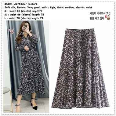 AB755207 Rok Panjang Midi Skirt Leopard Macan Wanita Korea Import