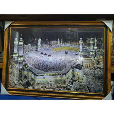(SIAP KIRIM) kaligrafi kabah makah lampu + murotal 30 juzz ukuran 100x75cm lampu + murotal