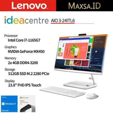 Lenovo PC IdeaCentre AIO3 24ITL6 i7-1165G7 8GB 512GB MX450 Win11 OHS21