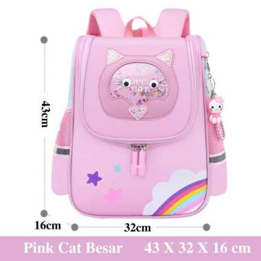 TAS SEKOLAH RANSEL ANAK PEREMPUAN LAKI-LAKI SD SMP SMA BACKPACK BK136 Besar BK136 PINK CAT
