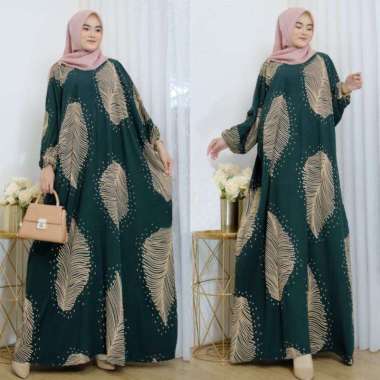 Vinsa Kaftan Wanita Rayon Premium Kaftan Jumbo Batik Lengan Panjang Dress Gamis Bigsize LD 160 cm Se