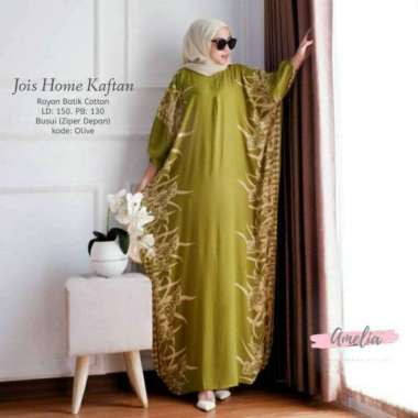 Vinsa Kaftan Wanita Rayon Premium Kaftan Jumbo Batik Lengan Panjang Dress Gamis Bigsize LD 160 cm Se