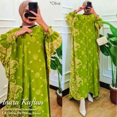 Vinsa Kaftan Wanita Rayon Premium Kaftan Jumbo Batik Lengan Panjang Dress Gamis Bigsize LD 160 cm Se