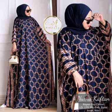 Vinsa Kaftan Wanita Rayon Premium Kaftan Jumbo Batik Lengan Panjang Dress Gamis Bigsize LD 160 cm Se