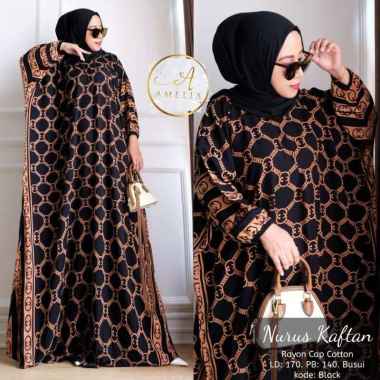 Vinsa Kaftan Wanita Rayon Premium Kaftan Jumbo Batik Lengan Panjang Dress Gamis Bigsize LD 160 cm Se