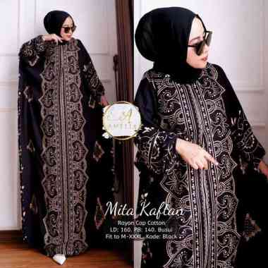 Vinsa Kaftan Wanita Rayon Premium Kaftan Jumbo Batik Lengan Panjang Dress Gamis Bigsize LD 160 cm Se
