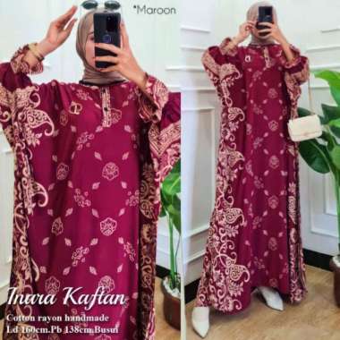 Vinsa Kaftan Wanita Rayon Premium Kaftan Jumbo Batik Lengan Panjang Dress Gamis Bigsize LD 160 cm Se