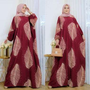 Vinsa Kaftan Wanita Rayon Premium Kaftan Jumbo Batik Lengan Panjang Dress Gamis Bigsize LD 160 cm Se
