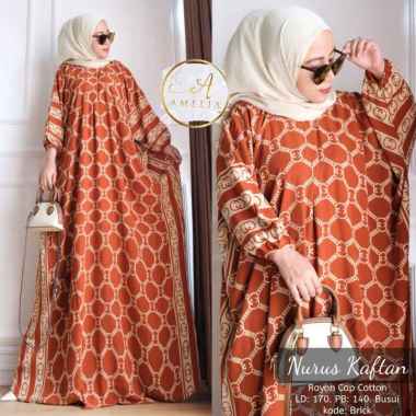 Vinsa Kaftan Wanita Rayon Premium Kaftan Jumbo Batik Lengan Panjang Dress Gamis Bigsize LD 160 cm Se