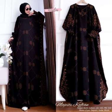Vinsa Kaftan Wanita Rayon Premium Kaftan Jumbo Batik Lengan Panjang Dress Gamis Bigsize LD 160 cm Se