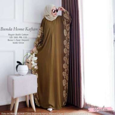 Vinsa Kaftan Wanita Rayon Premium Kaftan Jumbo Batik Lengan Panjang Dress Gamis Bigsize LD 160 cm Se