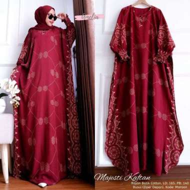 Vinsa Kaftan Wanita Rayon Premium Kaftan Jumbo Batik Lengan Panjang Dress Gamis Bigsize LD 160 cm Se