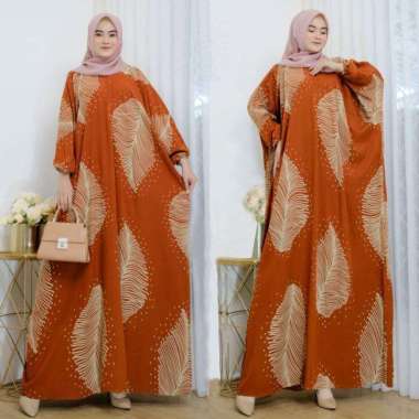 Vinsa Kaftan Wanita Rayon Premium Kaftan Jumbo Batik Lengan Panjang Dress Gamis Bigsize LD 160 cm Se