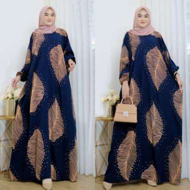 Vinsa Kaftan Wanita Rayon Premium Kaftan Jumbo Batik Lengan Panjang Dress Gamis Bigsize LD 160 cm Se