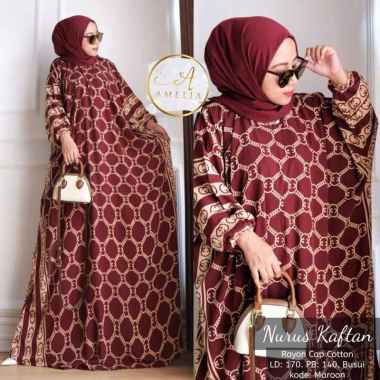 Vinsa Kaftan Wanita Rayon Premium Kaftan Jumbo Batik Lengan Panjang Dress Gamis Bigsize LD 160 cm Se